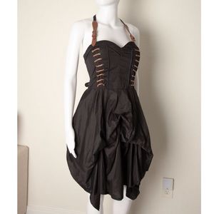 Vintage Steampunk Romantic Gothic Victorian Rave Layer Parachute Dress Harness
